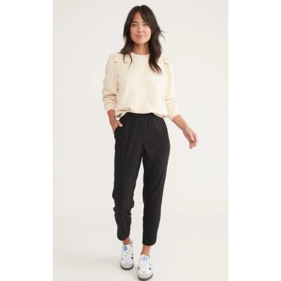 Marine Layer Women's Allison Black Pants Ankle Trousers Sz M Casual Pull On - Picture 1 of 11